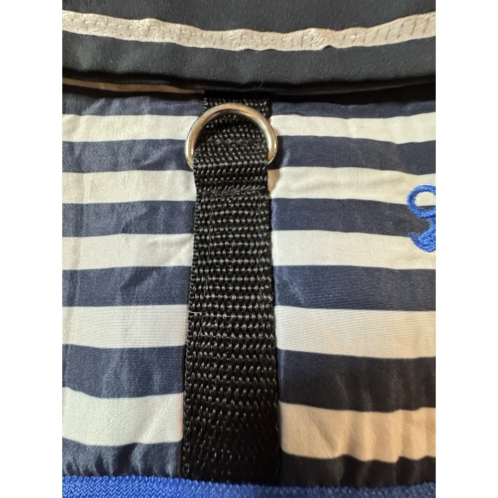 Navy Blue and White Striped Nautical SMALL Dog Outfit Leash Reflective Snaps XL